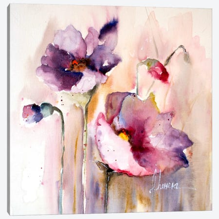 Plum Poppies I Canvas Print #CIA11} by Leticia Herrera Canvas Art Print