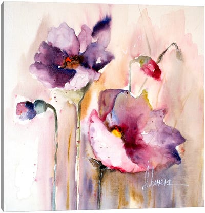 Plum Poppies I Canvas Art Print - Leticia Herrera