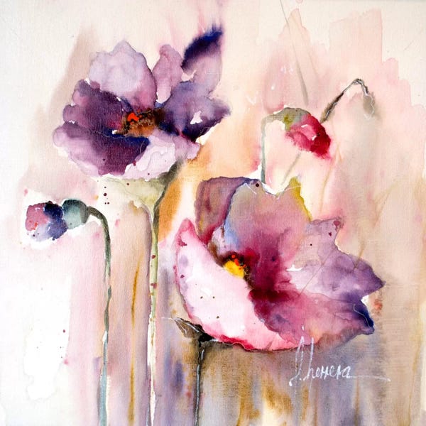 Leticia Herrera: Plum Poppies I by Leticia Herrera