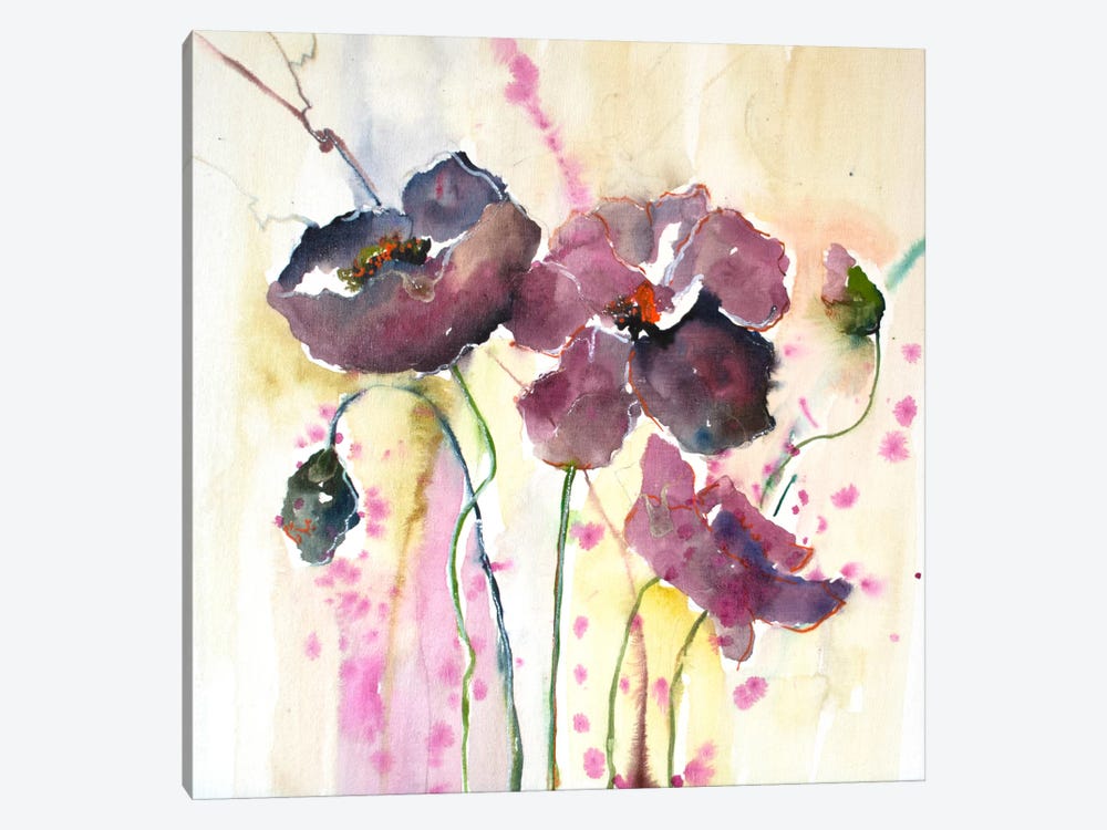 Plum Poppies II by Leticia Herrera 1-piece Canvas Wall Art