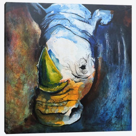 Rhino Canvas Print #CIA16} by Leticia Herrera Canvas Artwork