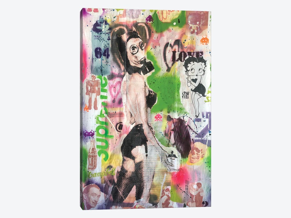 Girl Fallout Gas Mask Graffiti by Cicero Spin 1-piece Canvas Artwork
