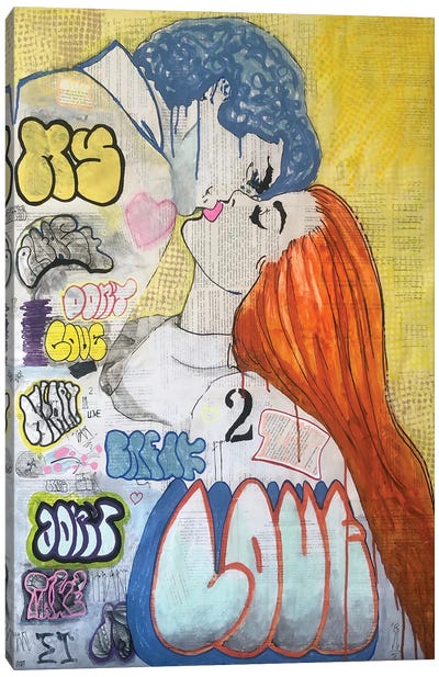 They Kissed Canvas Art Print - Similar to Roy Lichtenstein