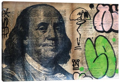 Money Canvas Art Print - Benjamin Franklin