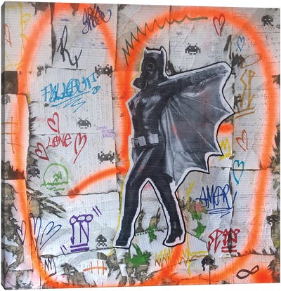Love Never Ends Batgirl Gas Mask Canvas Art Print