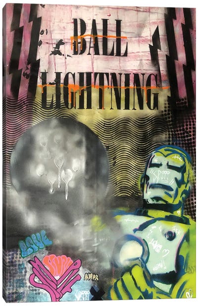 Comics Ball Lightning Ironman Graffiti Throwup Canvas Art Print - Cicero Spin
