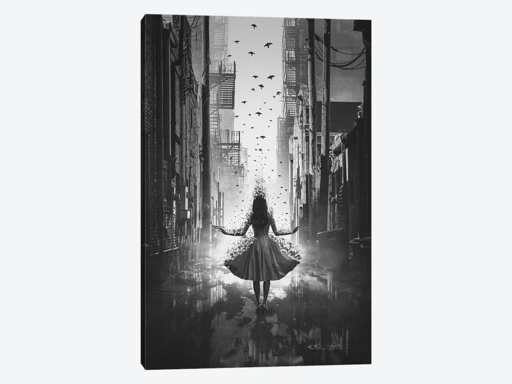 Fly Away Black And White by Adam Cousins 1-piece Canvas Art Print