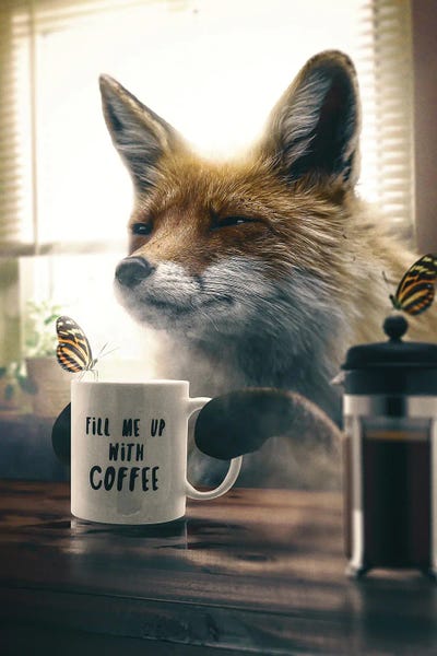 Fine Art Print: Fox With Coffee by Adam Cousins