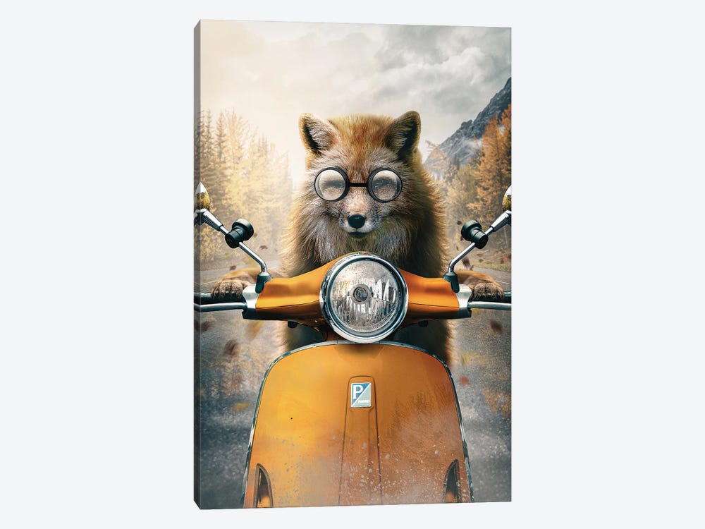 Fox With Moped by Adam Cousins 1-piece Canvas Print