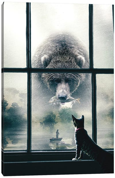Giant Bear Canvas Art Print - Kitten Art