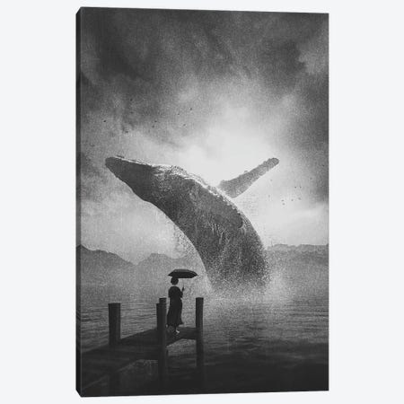 Giant Whale Black And White Canvas Print #CID27} by Adam Cousins Canvas Wall Art