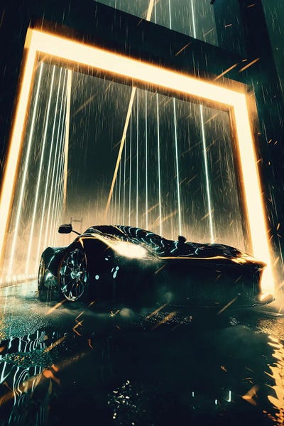Rain: Neon Ferrari by Adam Cousins