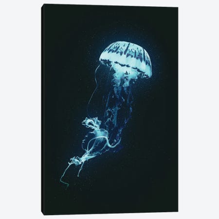 Neon Jellyfish (Blue) Canvas Print #CID39} by Adam Cousins Canvas Art