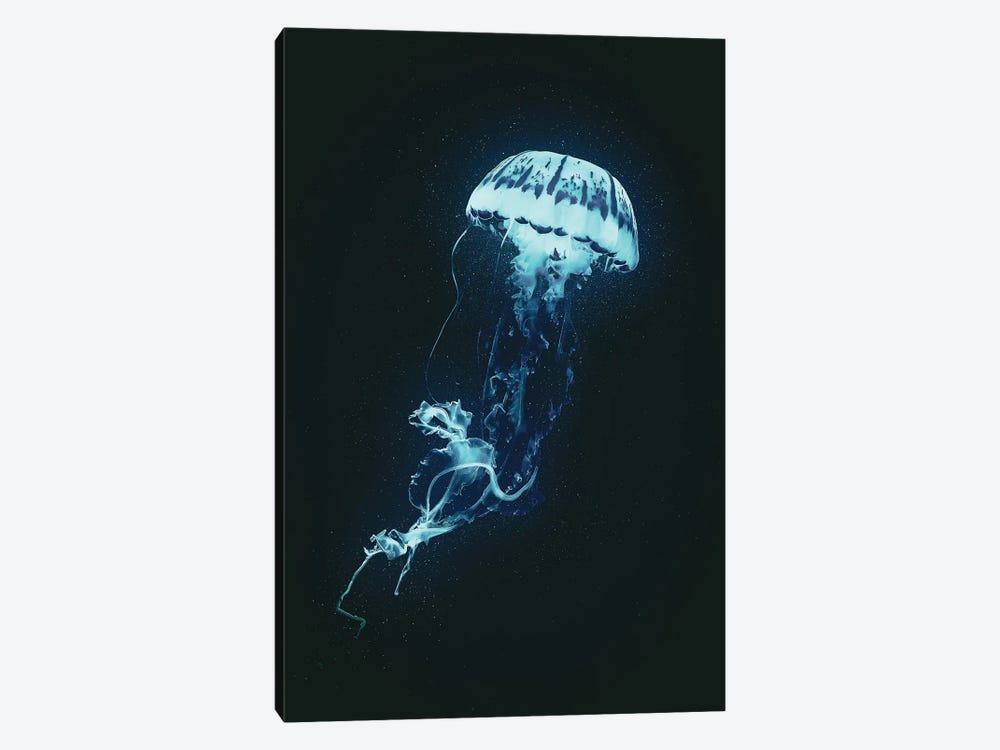 Neon Jellyfish (Blue) by Adam Cousins 1-piece Canvas Art Print