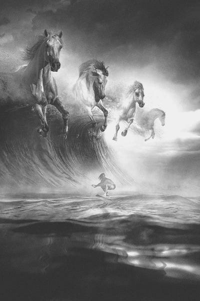 Waves: White Horses (Black And White) by Adam Cousins