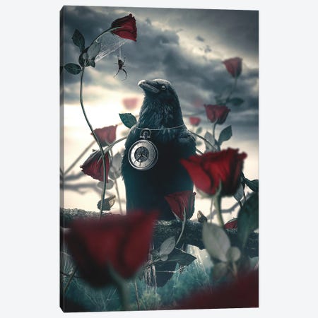 Crow And Rose Canvas Print #CID59} by Adam Cousins Canvas Art