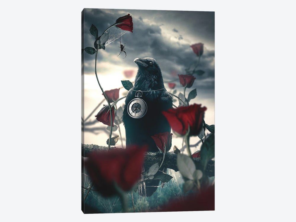 Crow And Rose by Adam Cousins 1-piece Canvas Print