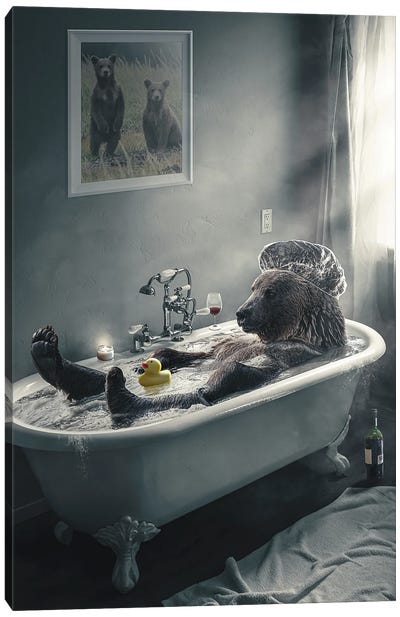 Bear Necessities Canvas Art Print - Bathroom Break