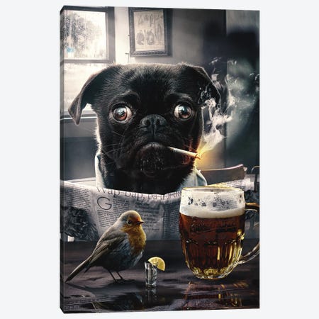 Pug In A Pub Canvas Print #CID60} by Adam Cousins Canvas Print