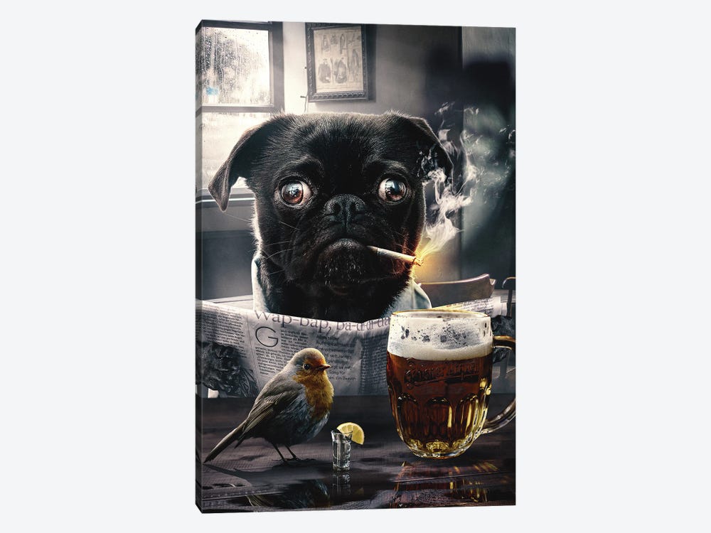 Pug In A Pub by Adam Cousins 1-piece Canvas Art Print