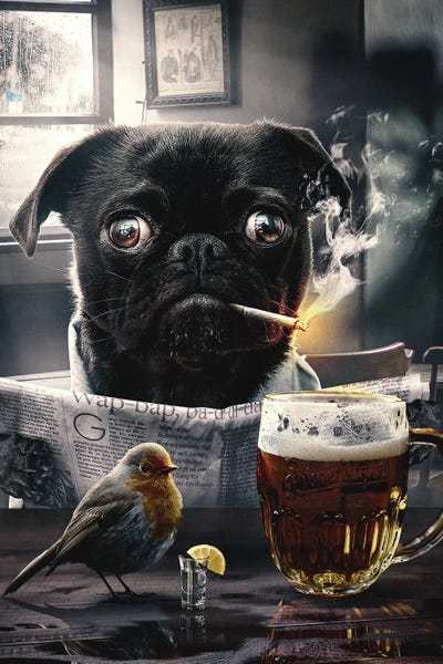 Smoking: Pug In A Pub by Adam Cousins
