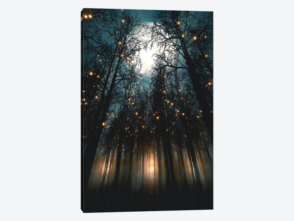 Moonlit Nights Under Forest Lights by Adam Cousins 1-piece Canvas Art Print