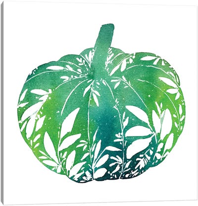 Green Leafy Pumpkin Canvas Art Print - CreativeIngrid