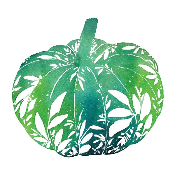 Pumpkins: Green Leafy Pumpkin by CreativeIngrid