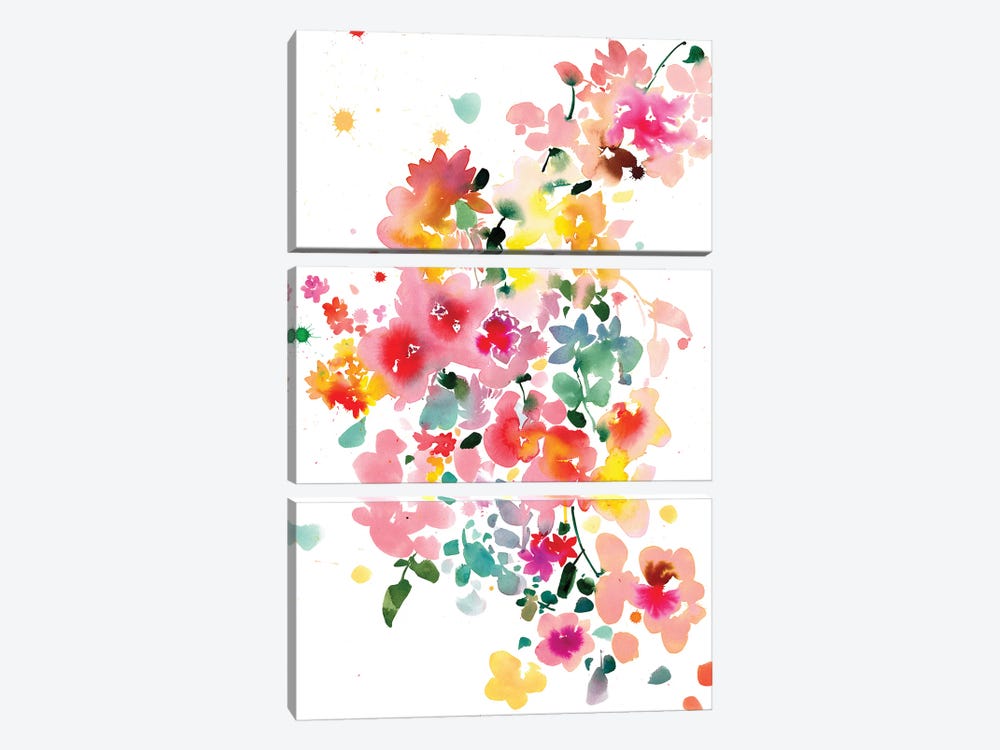 Floral Bustle by CreativeIngrid 3-piece Canvas Art Print