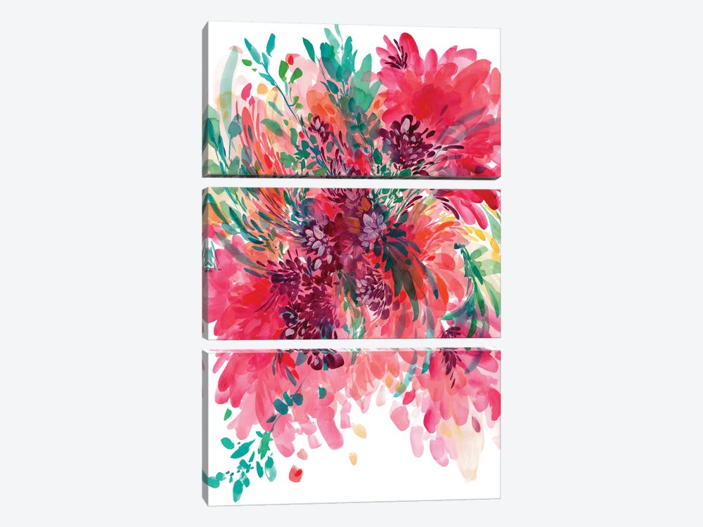 Floral Fearless by CreativeIngrid 3-piece Canvas Art Print