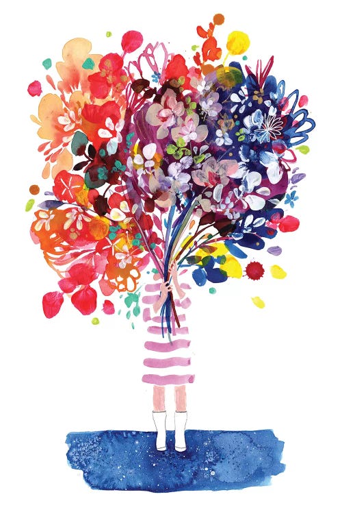 Woman With Flowers by CreativeIngrid wall art