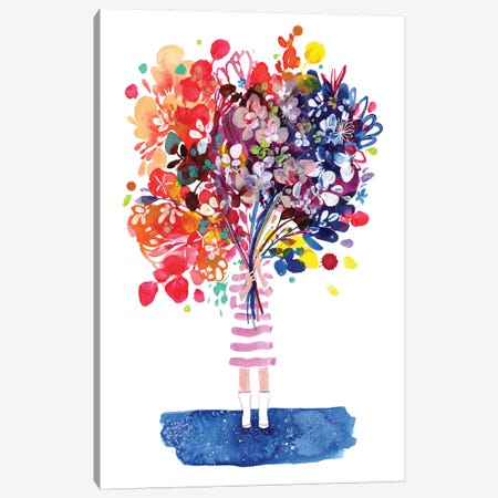 Woman With Flowers Canvas Print #CIG50} by CreativeIngrid Art Print