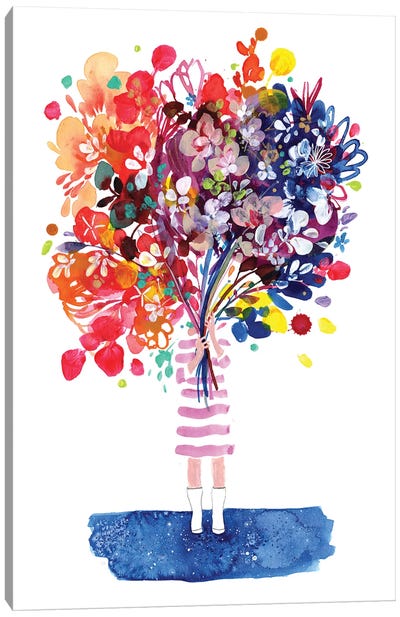 Woman With Flowers Canvas Art Print - CreativeIngrid