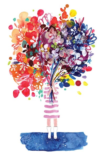 Kids Inspirational Art: Woman With Flowers by CreativeIngrid