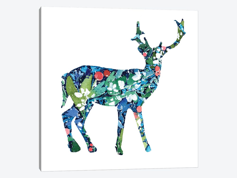Christmas Reindeer by CreativeIngrid 1-piece Canvas Wall Art
