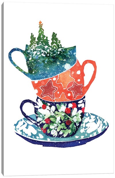 Christmas Stacking Cups Canvas Art Print - Holiday Eats & Treats