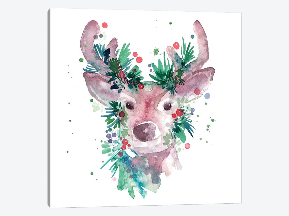 Evergreen Reindeer by CreativeIngrid 1-piece Canvas Print