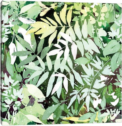 Green Garden Pattern Canvas Art Print - CreativeIngrid