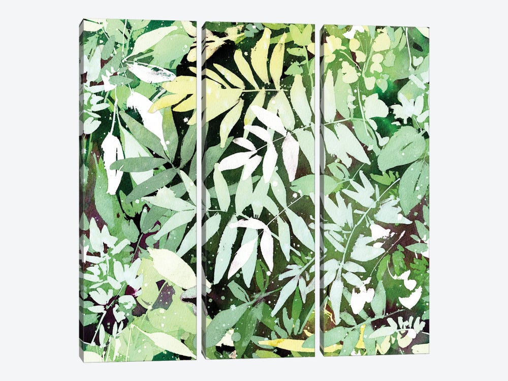Green Garden Pattern by CreativeIngrid 3-piece Canvas Print