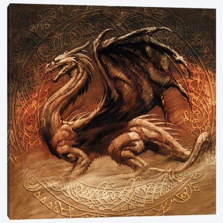 Dragon I Canvas Print #CIL103} by Ciruelo Art Print