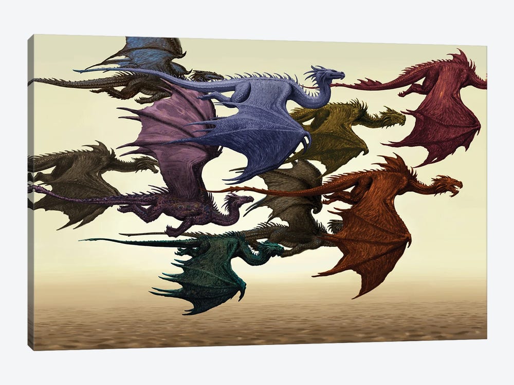 Flock Of Dragons by Ciruelo 1-piece Canvas Wall Art