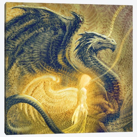 Angel And Dragon Canvas Print #CIL109} by Ciruelo Art Print