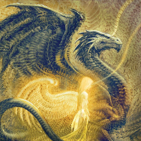 Ciruelo: Angel And Dragon by Ciruelo