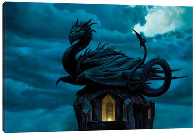 Itz Papalotl, The Black Dragon Canvas Art Print - Ciruelo