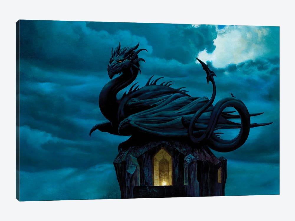 Itz Papalotl, The Black Dragon by Ciruelo 1-piece Canvas Art Print
