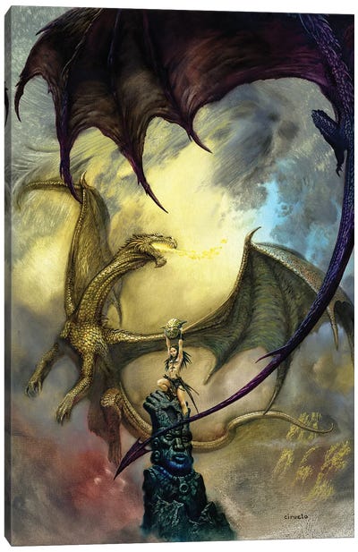 Candle Dragons Canvas Art Print - Ciruelo