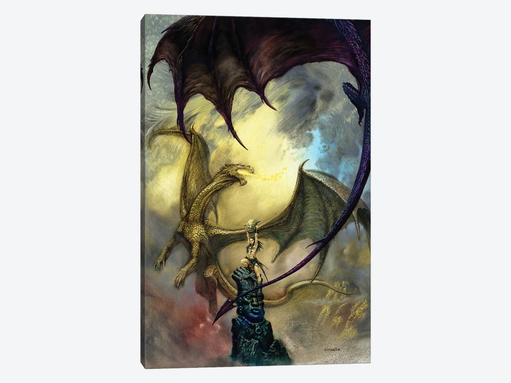 Candle Dragons by Ciruelo 1-piece Canvas Print