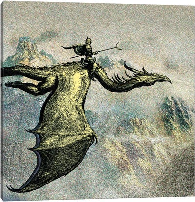Knight on Dragon Canvas Art Print - Ciruelo