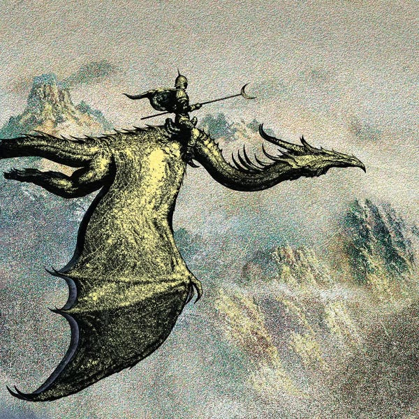 Ciruelo: Knight on Dragon by Ciruelo