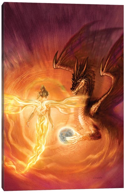 Angel Dragon Canvas Art Print - Ciruelo